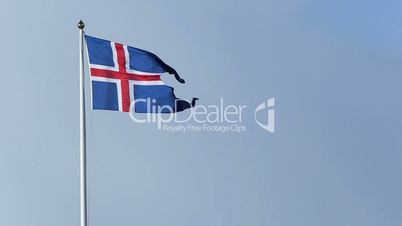 Icelandic national flag in the wind
