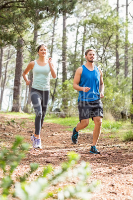 Happy joggers running