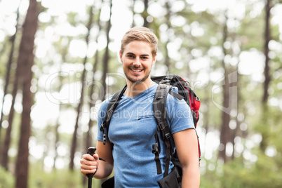 Portrait of a young handsome hiker