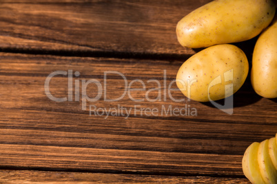 Potato slices on a table