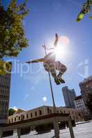 Man doing parkour in the city