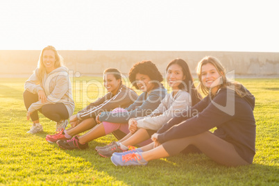 Smiling sporty women looking at camera Smiling sporty women looking at camera