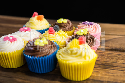 Delicious cupcakes on a table