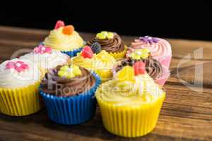 Delicious cupcakes on a table