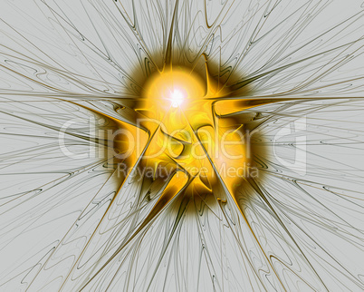 Abstract fractal design. Star of golden balls.