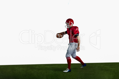 American football player playing football