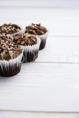 Chocolate cupcakes on a table