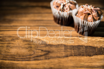 Chocolate cupcakes on a table