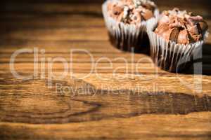 Chocolate cupcakes on a table