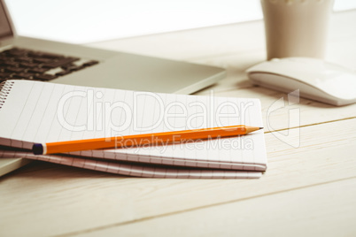 Close up view of an desk