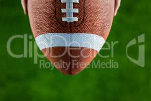 Close up view of upheld football