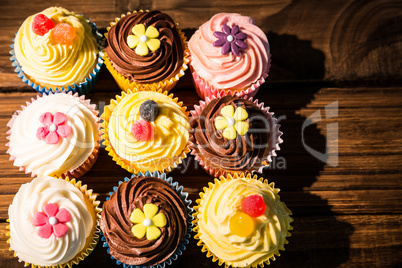 Delicious cupcakes on a table