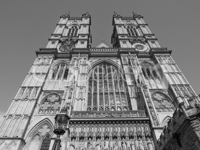 Black and white Westminster Abbey in London