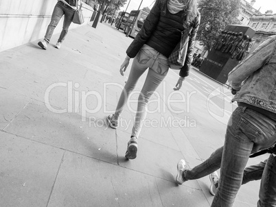 Black and white People walking