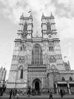 Black and white Westminster Abbey in London