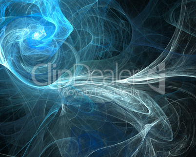 Abstract fractal design. Blue on dark.