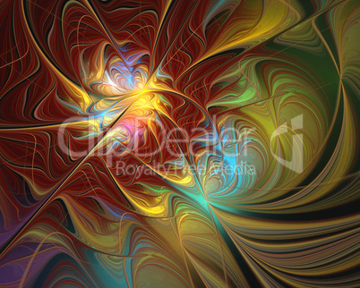 Abstract fractal design. Dark yellow and red.