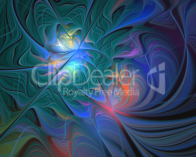 Abstract fractal design. Dark green and blue.