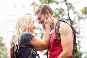 Happy young couple looking at each other