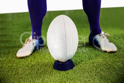 Rugby player ready to make a drop kick