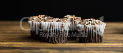 Chocolate cupcakes on a table