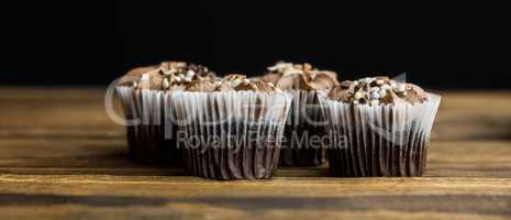 Chocolate cupcakes on a table