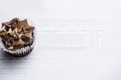 Chocolate cupcake on a table