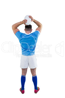 Rugby player throwing the ball