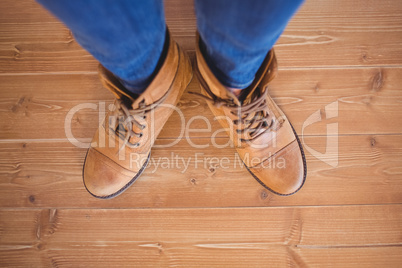 High angle view of woman wearing boots