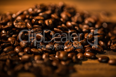 Coffee beans on a table