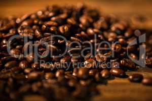 Coffee beans on a table