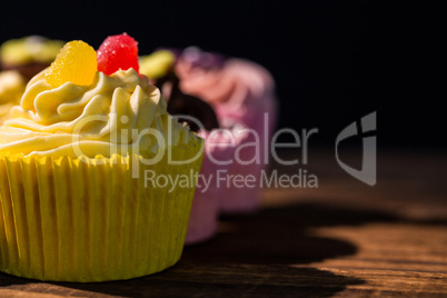 Delicious cupcakes on a table