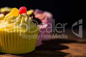 Delicious cupcakes on a table