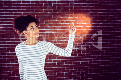 Young woman pointing the light