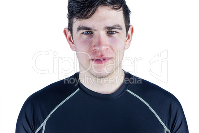 A rugby player looking at the camera A rugby player looking at the camera