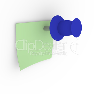 Green sticky note with blue pushpin