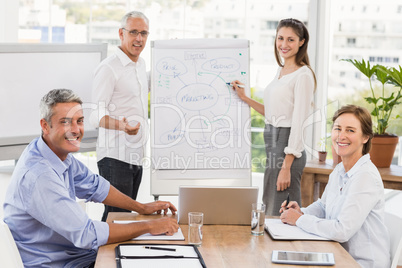 Smiling business people having a meeting