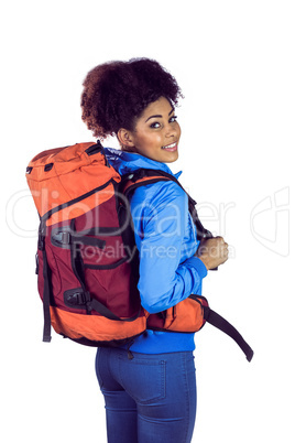 Portrait of a young woman with backpack