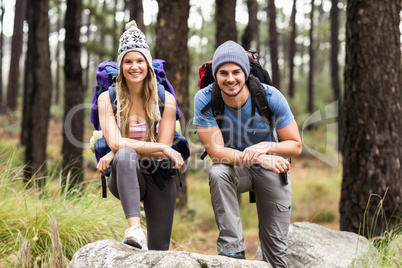 Portrait of a happy hiker couple