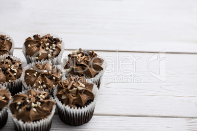 Chocolate cupcakes on a table