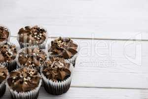 Chocolate cupcakes on a table