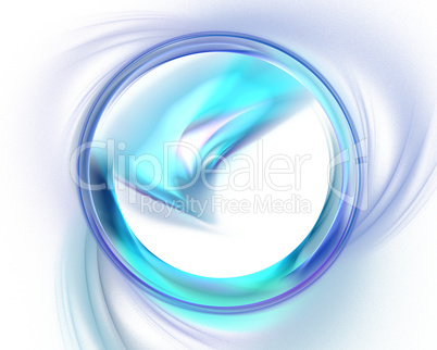 Abstract fractal design. Blue ring on white.