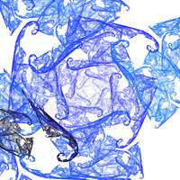 Abstract fractal design. Blue arabesque on white.
