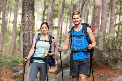 Happy joggers standing