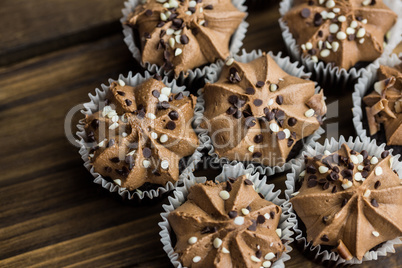 Chocolate cupcakes on a table