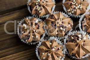 Chocolate cupcakes on a table