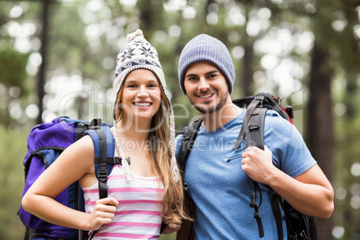 Portrait of a young happy hiker couple