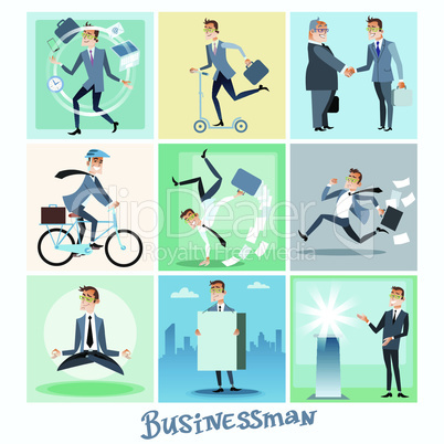 Set businessman collection business situations