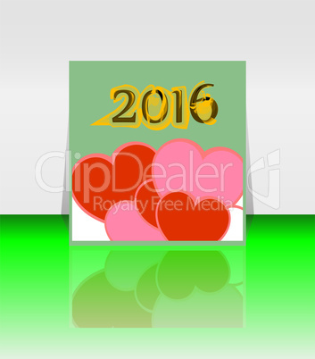 Happy new year 2016 word on blank note book with red heart shape, new year template