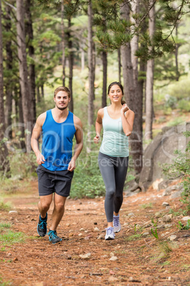 Happy joggers running